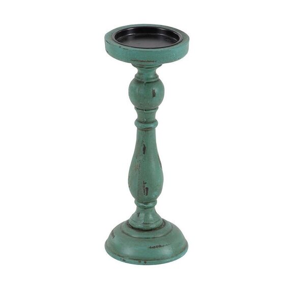 Pier 1 Imports Traditional Turquoise Wood Set of 3 Candle Holders - Picture 8 of 12